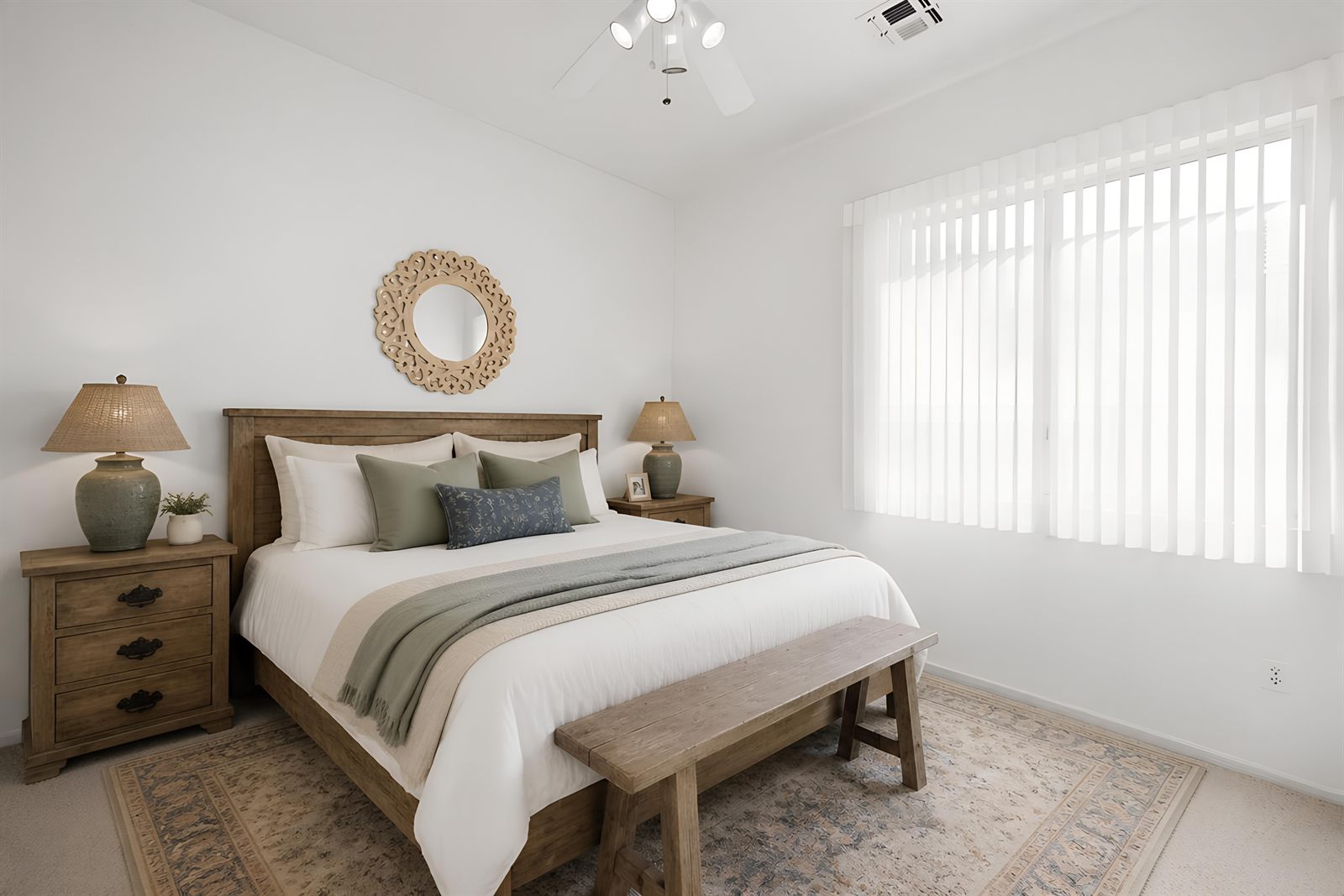 Virtual staging example, furnished bedroom